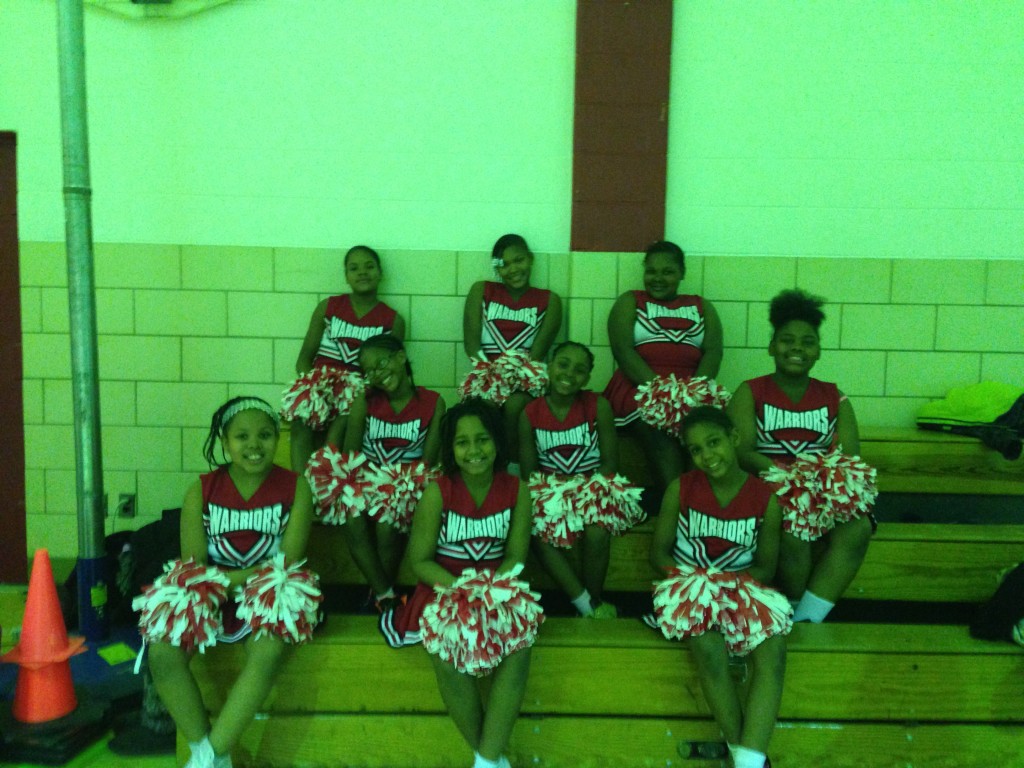 Amidon-Bowen cheerleaders raise school spirit to a new level. Photo: Christine Anderson