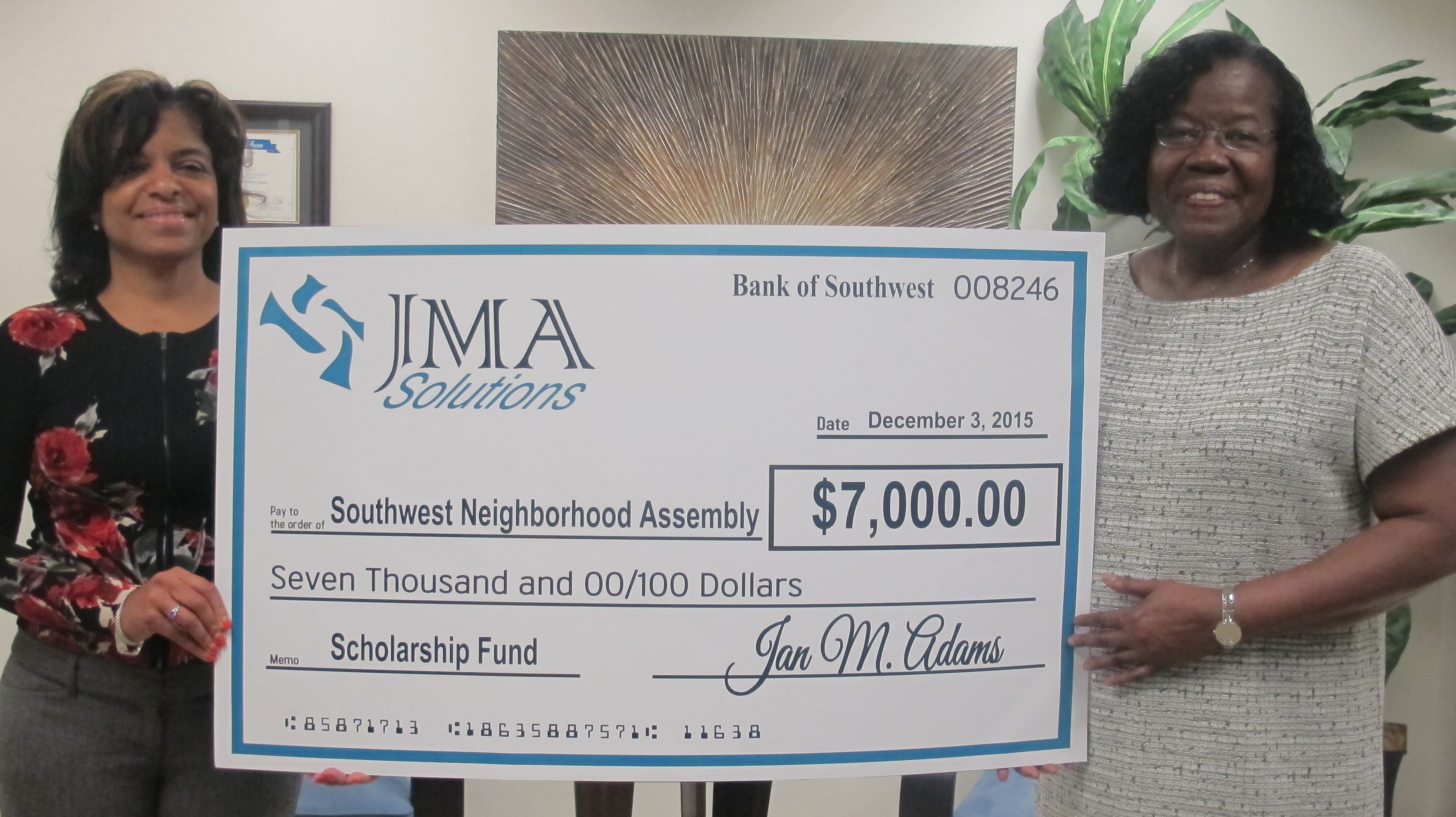 JMA Solutions donation 